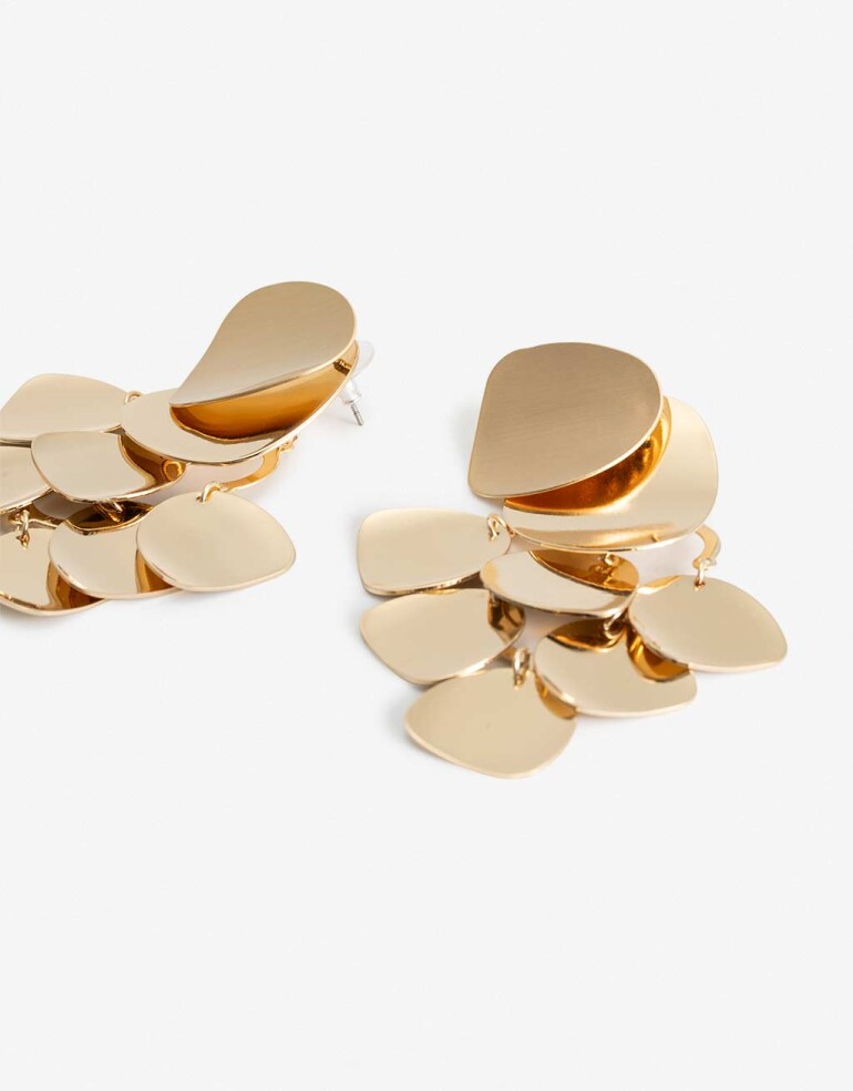 Aros Colgantes Largos Metal Aros Largos Chapones Metal - Dorado