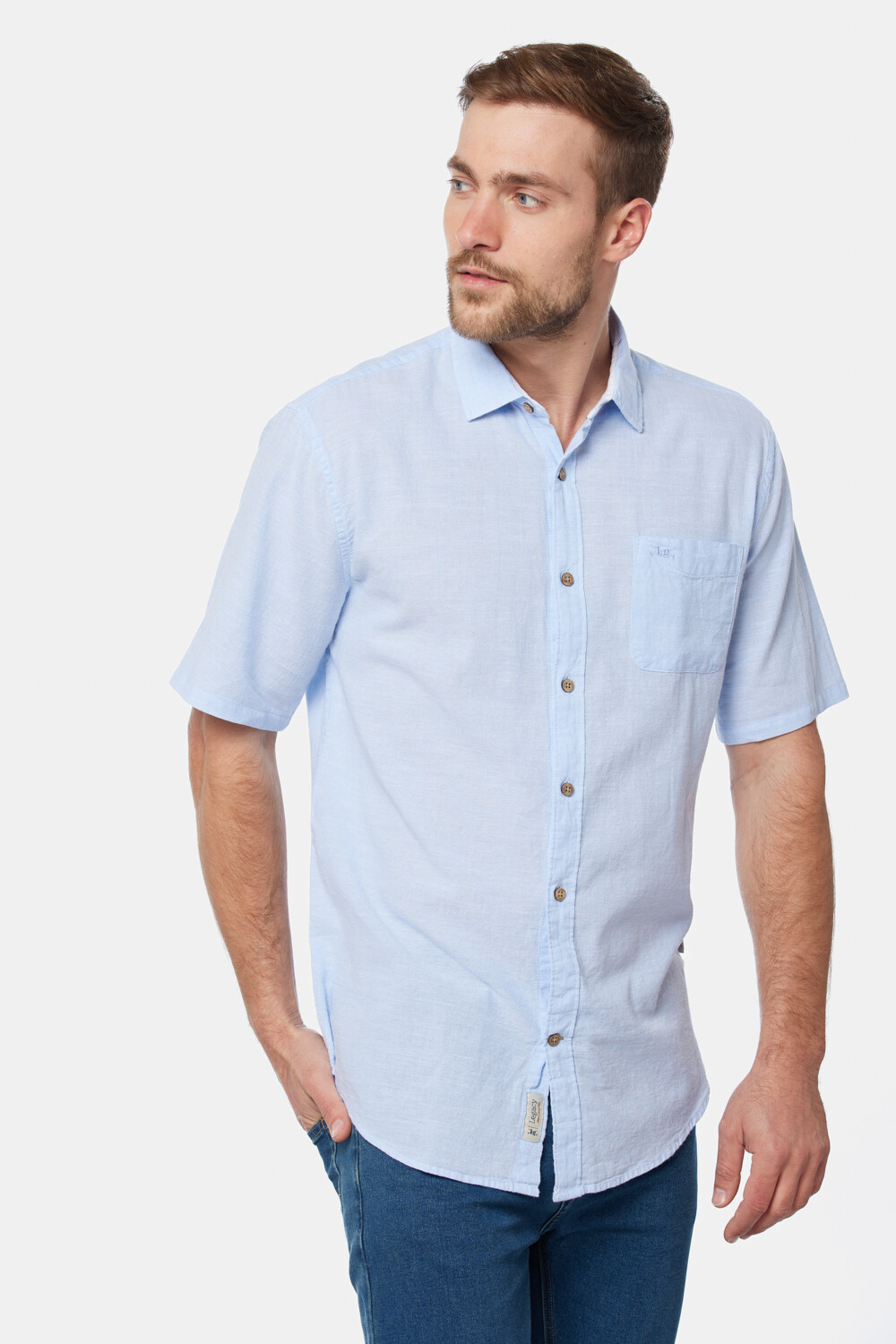 CAMISA DE LINO Celeste