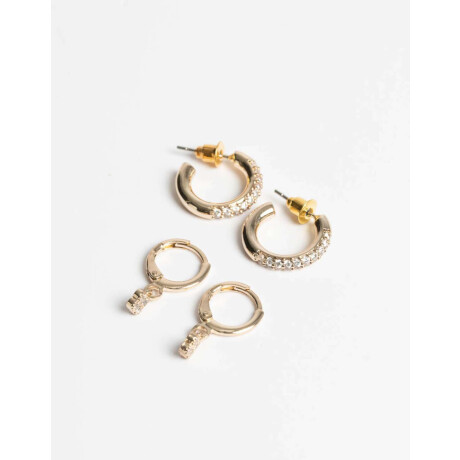 Set De Argollas Con Cubic Dorado