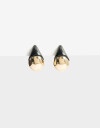 Aros Colgantes Cortos Color Aros Gotas Resina Y Metal - Negro