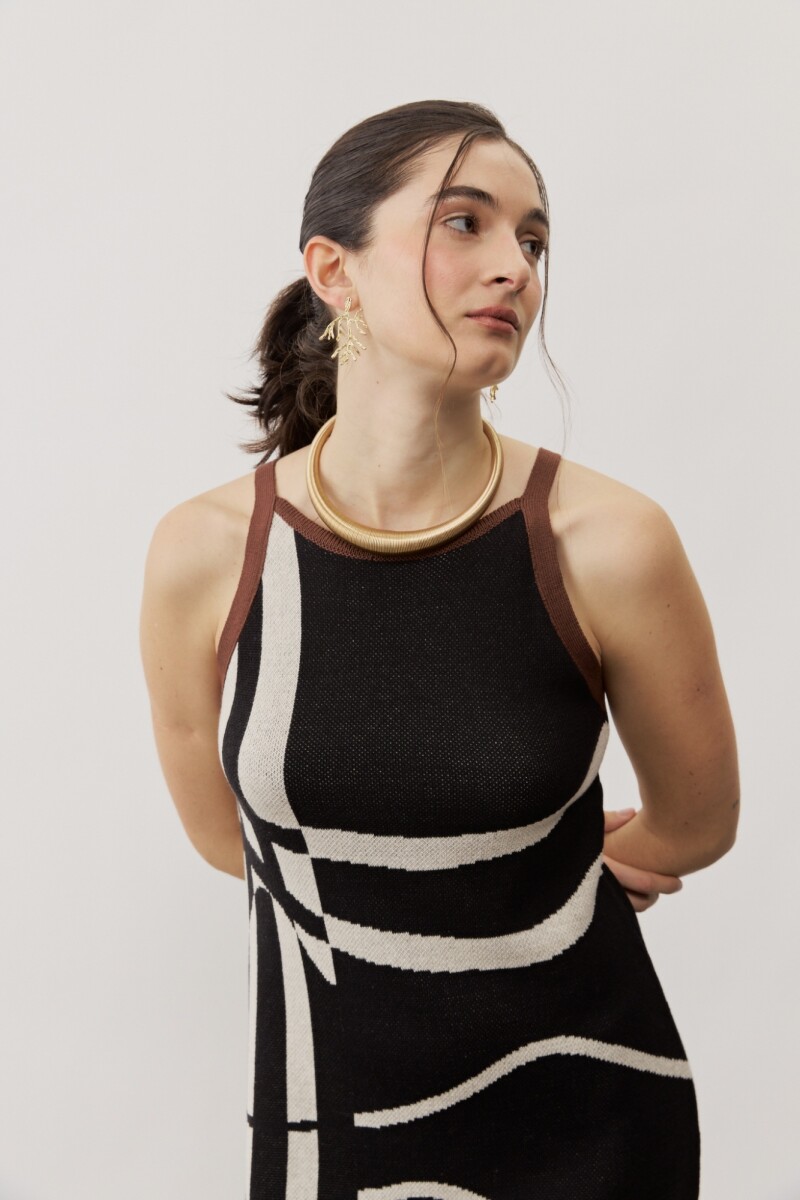 Vestido Ola NEGRO Y CRUDO
