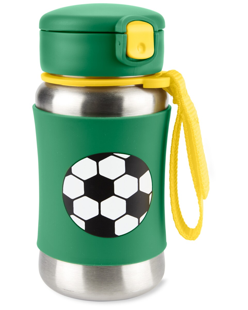 Botella acero inoxidable con sorbito, diseño fútbol 