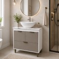 MUEBLE DE BAÑO 80 CM CON MESADA DE CUARZO SIN BACHA - BLANCO/FUME MUEBLE DE BAÑO 80 CM CON MESADA DE CUARZO SIN BACHA - BLANCO/FUME