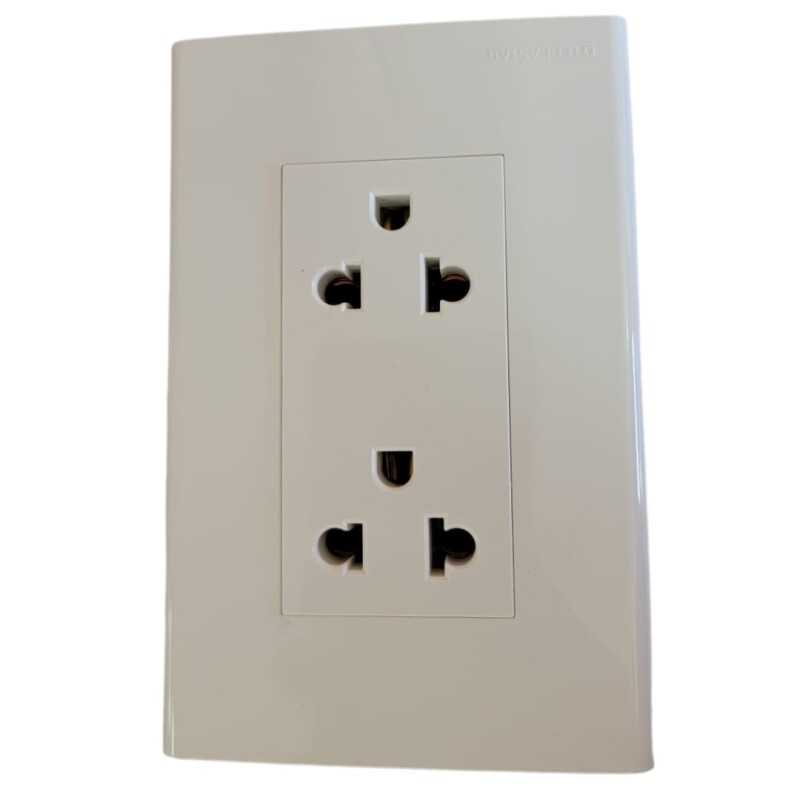 TOMACORRIENTE DOBLE BIPOLAR C/ P/T EURO MONOBLOCK BLANCO 15A-110/250V SERIE CLIO TOMACORRIENTE DOBLE BIPOLAR C/ P/T EURO MONOBLOCK BLANCO 15A-110/250V SERIE CLIO