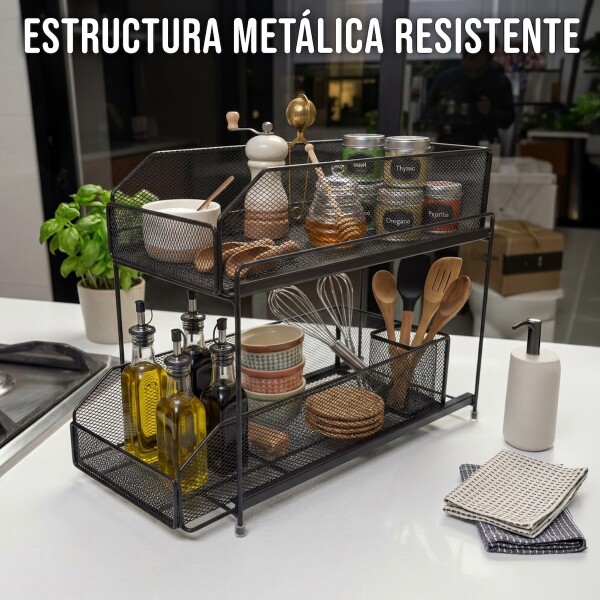 Estante Organizador Mesada Alacena Cocina 2 Cajones Multiuso Imback Color Negro Estante Organizador Mesada Alacena Cocina 2 Cajones Multiuso Imback Color Negro