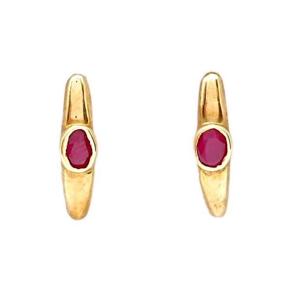 Caravanas Rubí Aro Oval de oro- Oro bajo - Rubí- CA8120 conpiedra