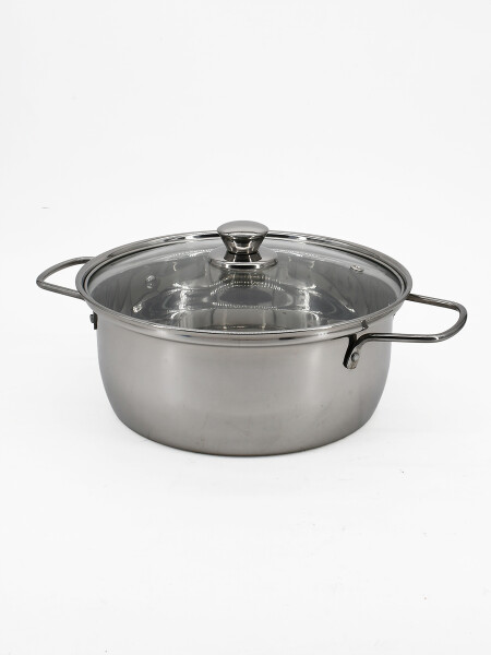 OLLA ACERO INOXIDABLE TAPA VIDRIO PLATEADO