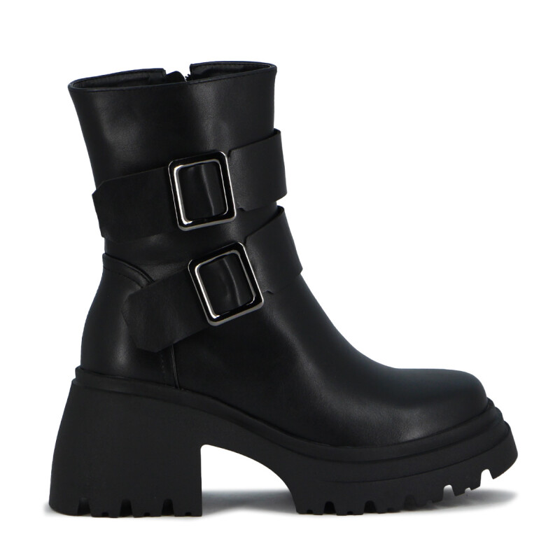 Botas Mujer Darkness Caña Media Con Hebillas Negro