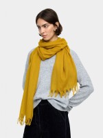 Pashmina De Lana Con Flecos mostaza