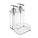 DISPENSADOR C/ DIVISION JABON/DETER TRANSP. 13X14X22 DISPENSADOR C/ DIVISION JABON/DETER TRANSP. 13X14X22