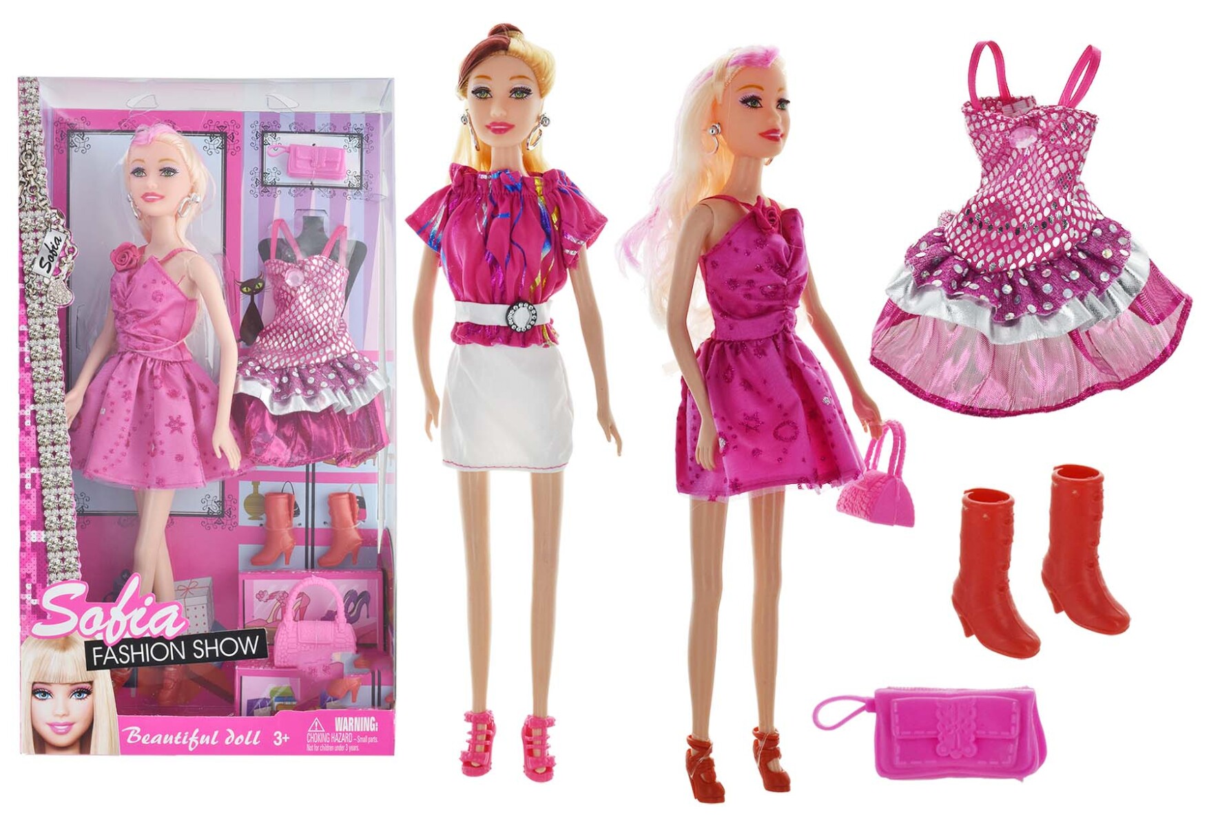 MUÑECA FLACA GOMA 31CM CON VESTIDO Y ACCESORIOS CAJA PVC FASHION SHOW 7715 