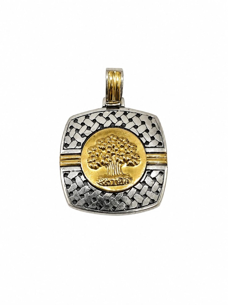 Medalla grande árbol de la vida plata y oro 