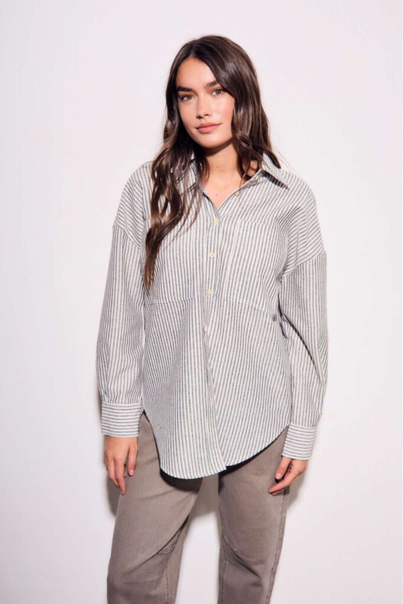 Camisa Rayas - Gris 