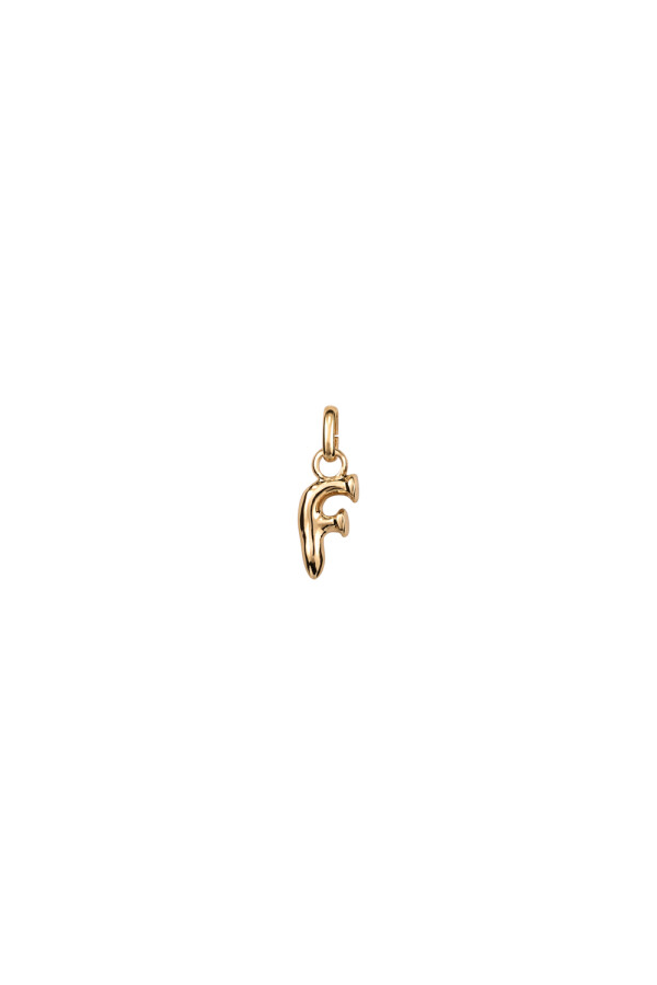 CHARM DE ALEACION DE METALES BAÑADO EN ORO DE 18 K CON FORMA DE LETRA F CON ARGOLLA Charm