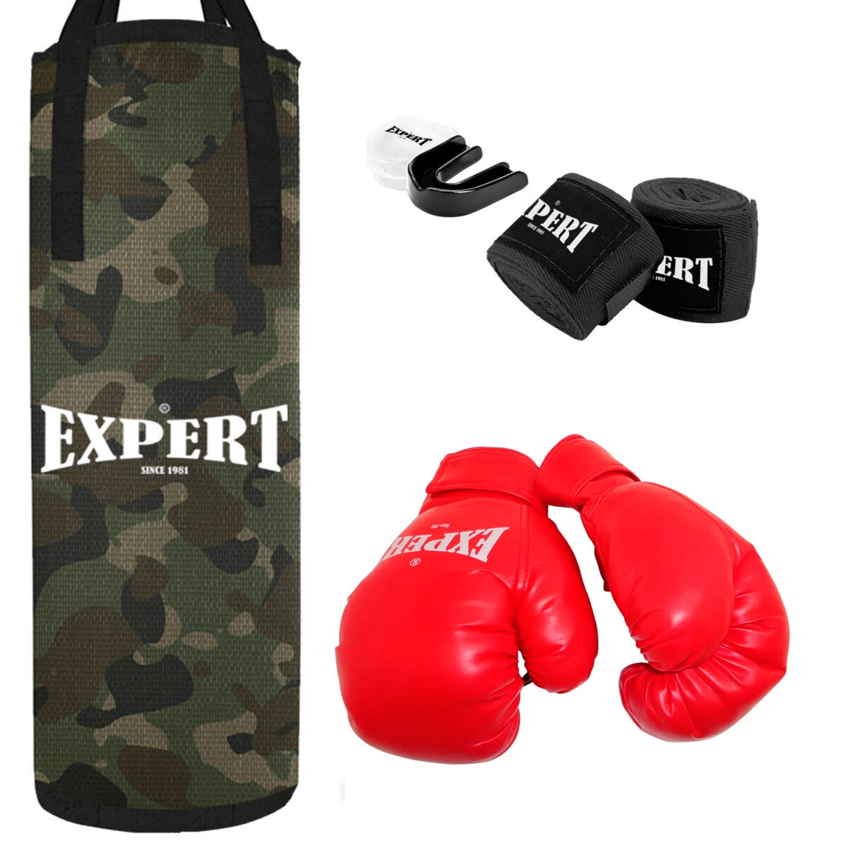Kit Boxeo Bolsa Completa + Guantes + Bucal + Vendas - Bolsa Camuflada Adultos 