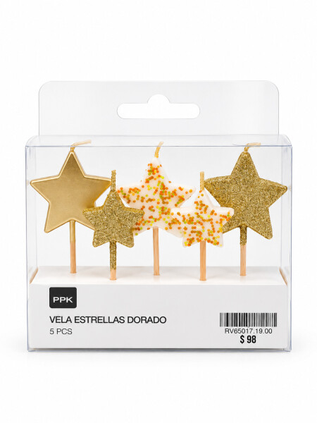 VELA ESTRELLAS DORADO 5 PCS DORADO
