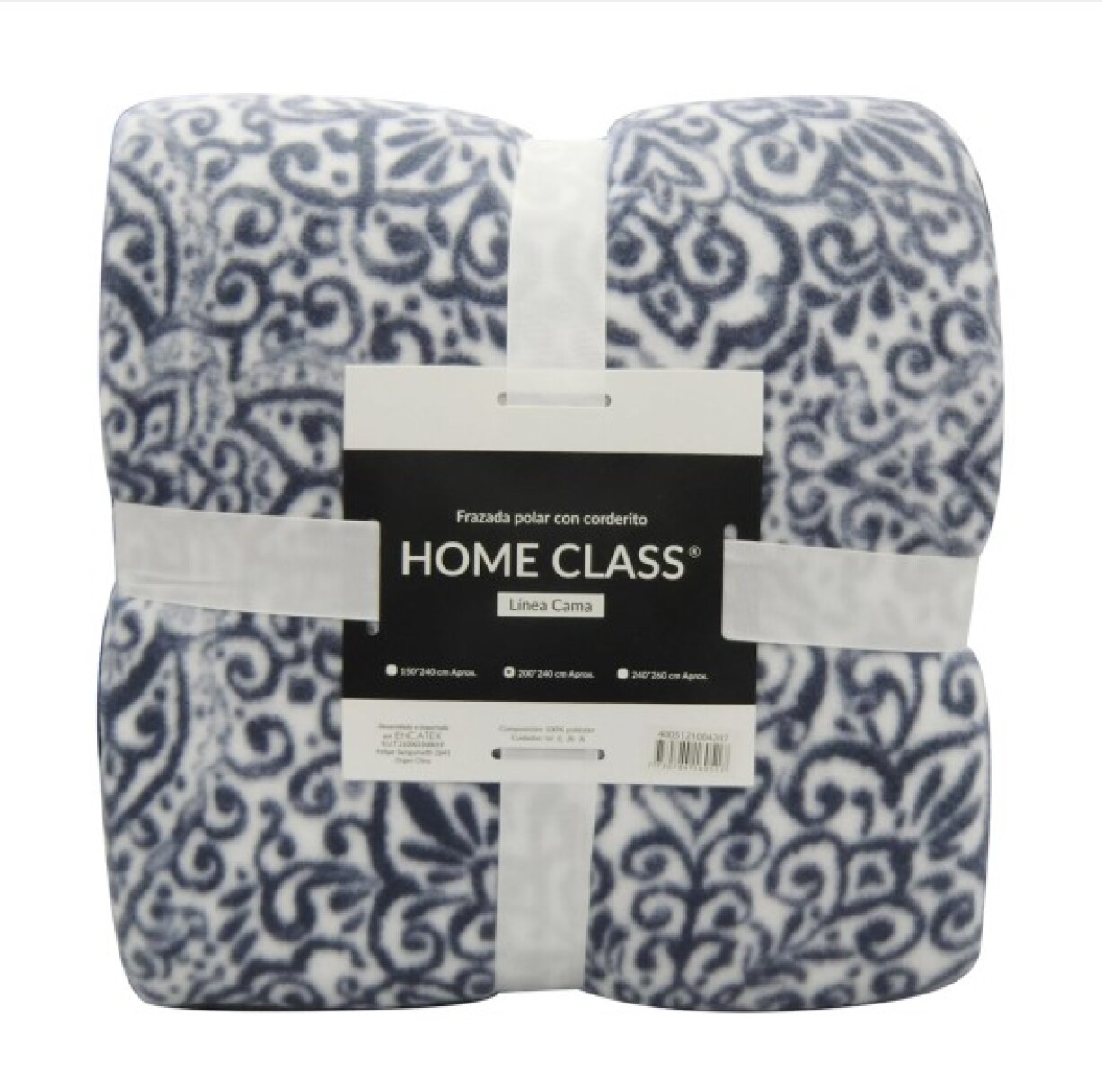 Frazada con Corderito 1 PLAZA Home Class 150 x 240 cm - ARABESCO AZUL 