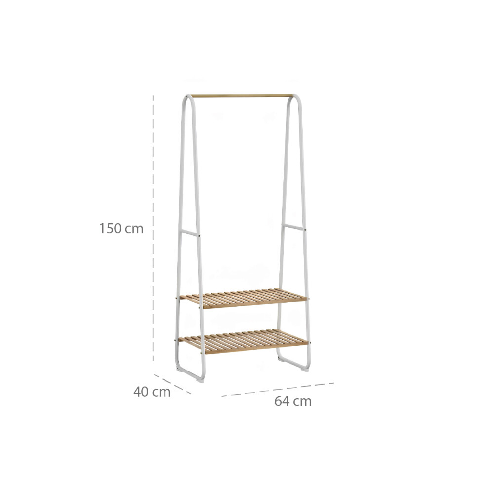 Perchero 2 niveles con estantes - House Blanco