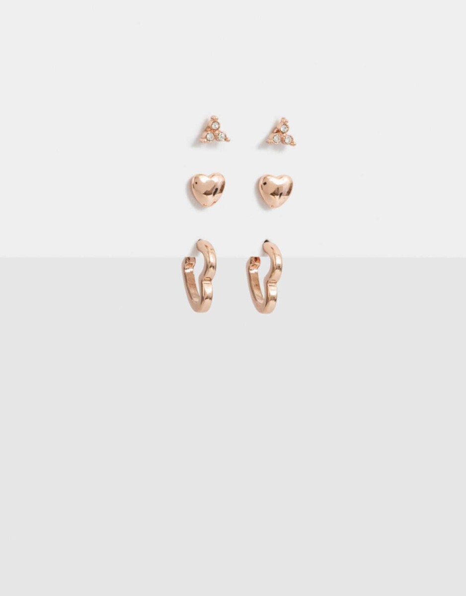 Set De Aros Bañados En Oro Rosa - Dorado Oro Rosa 