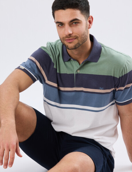 REMERA POLO RAYADA JERSEY Verde