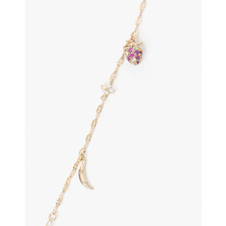 Pulsera Flexible Frutal Con Cubic Zirconia Dorado