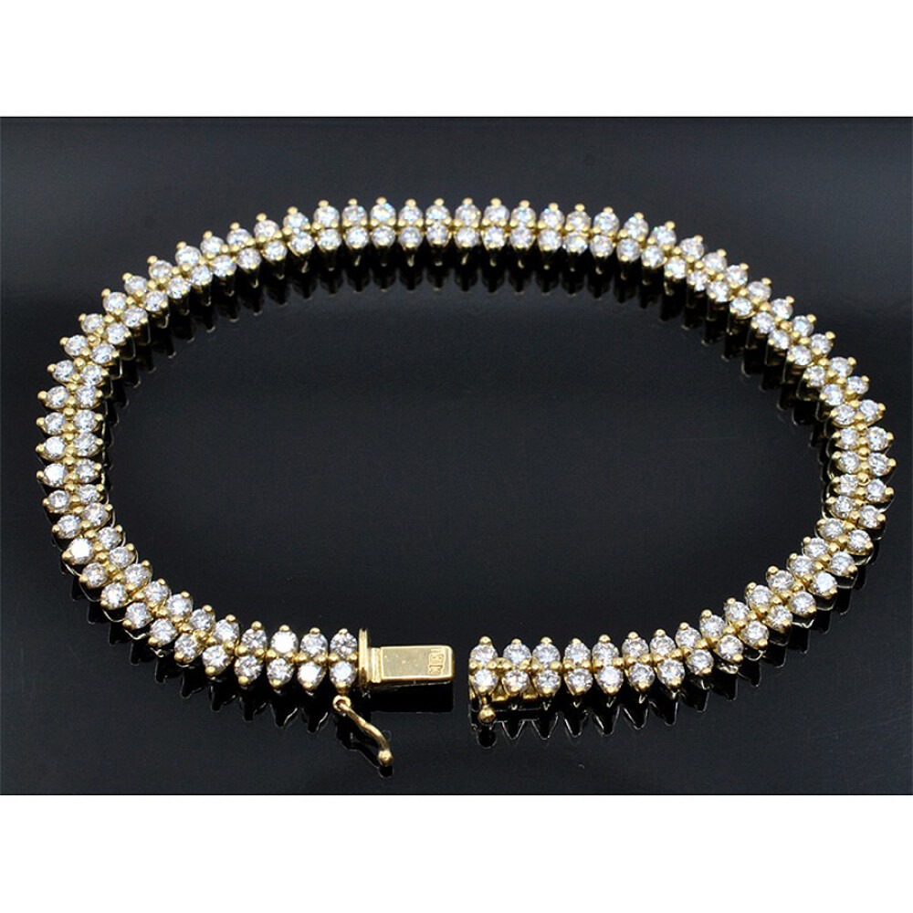 Pulsera En Oro 18K Con Doble Fila De Brillantes. Pulsera En Oro 18K Con Doble Fila De Brillantes.