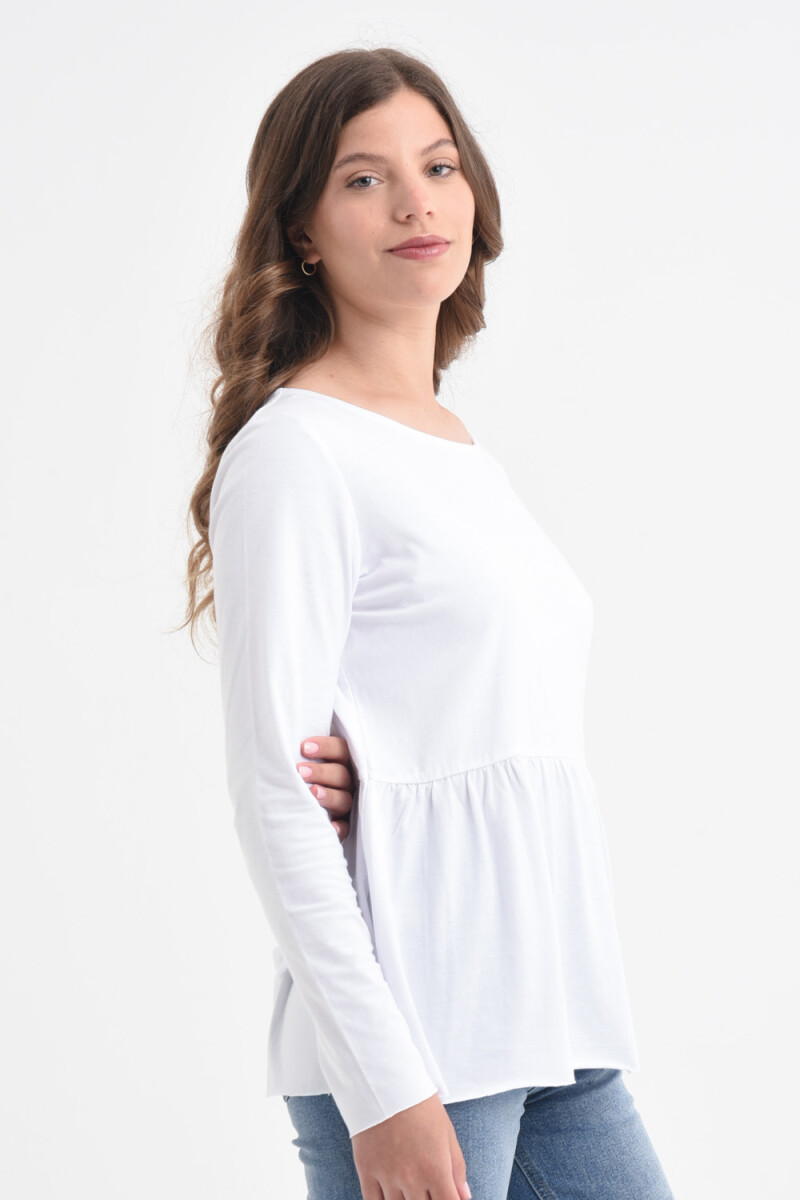 Camiseta manga larga peplum Blanco