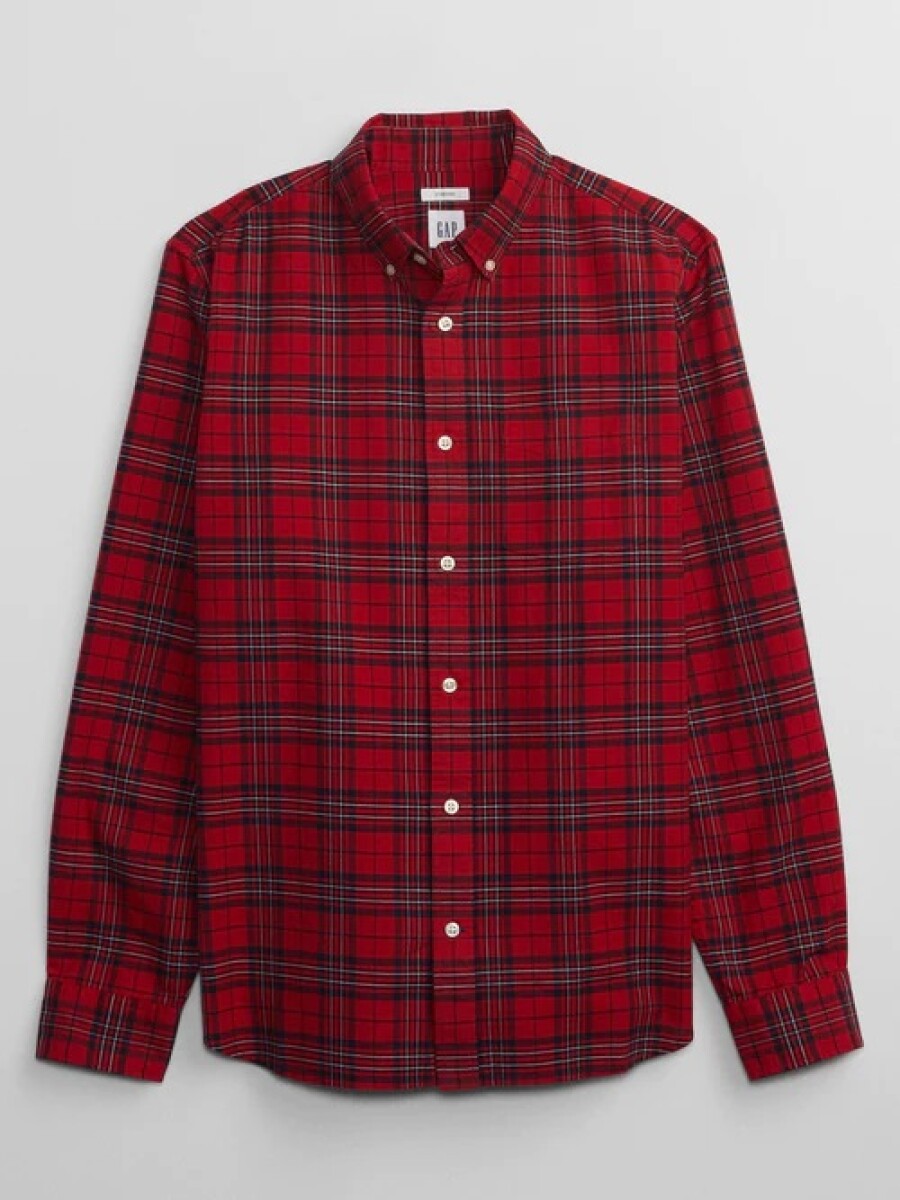 Camisa Oxford Standard Hombre - Red Navy Plaid 