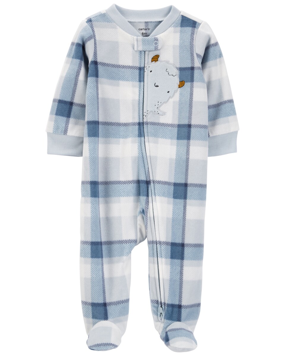 Pijama una pieza de micropolar, con pie, estampa monstruo 