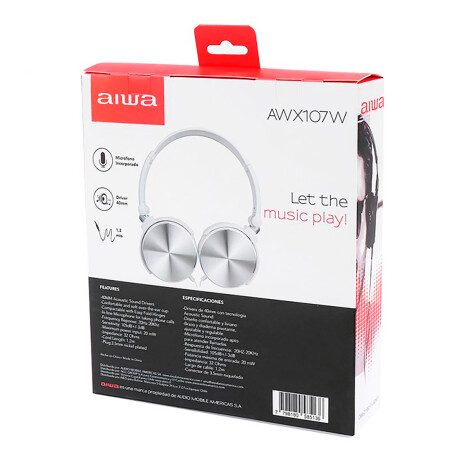 Aiwa - Auriculares Cableados AWX107W - 3,5MM. 20MW. 40MM. Llamadas. 001