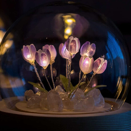 Lámpara Veladora Esfera de 10cm de Vidrio Tulipanes