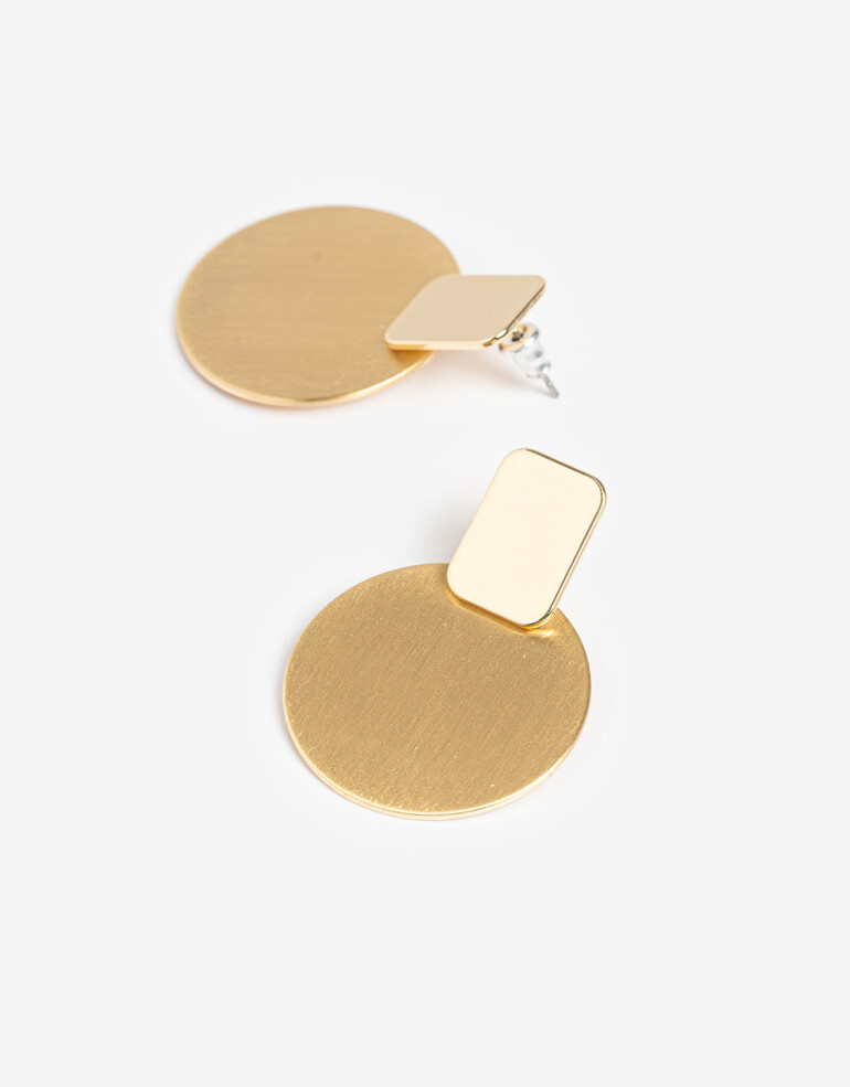 Aros Colgantes Cortos Metal Aros Cortos Chapones - Dorado