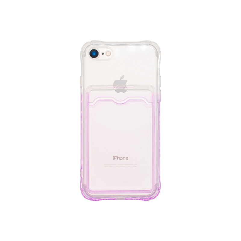 Protector iPhone 7/8 transparente degrade violeta y porta tarjeta Protector Iphone 7/8 Transparente Degrade Violeta Y Porta Tarjeta
