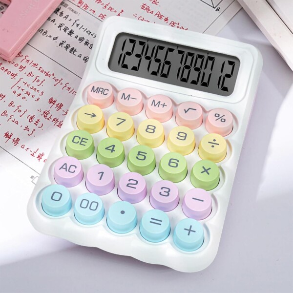 Calculadora Escritorio 12 Digitos Pantalla Grande Escolar Color Variante Blanco