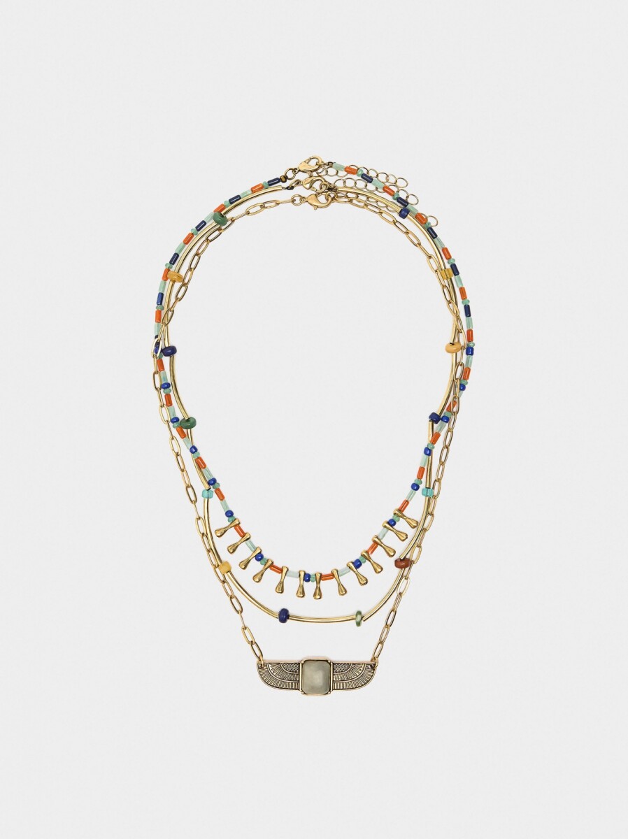 Set De Collares Con Cuentas De Piedras - multicolor 