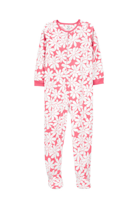 Pijama una pieza de micropolar, con pie, diseño floral Sin color