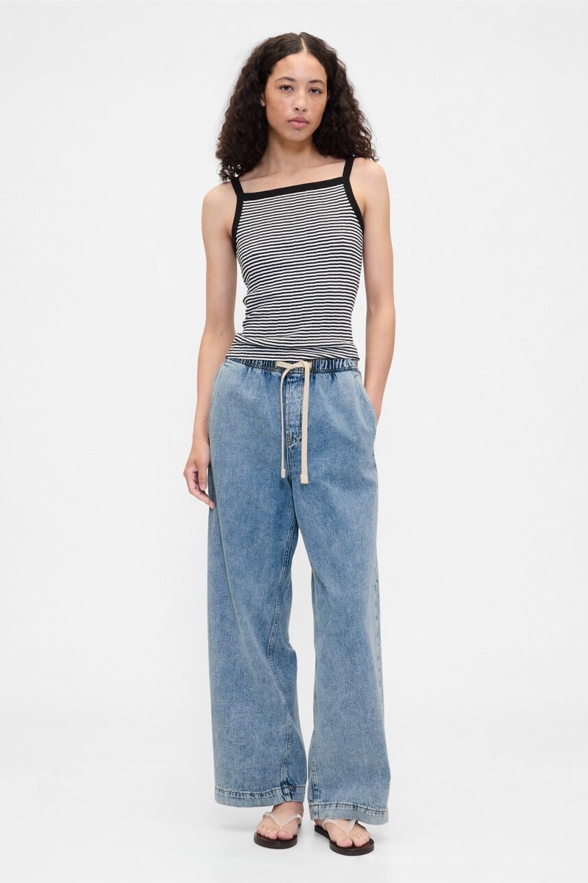 Jean Pull On Wide Leg Mujer Light Wash