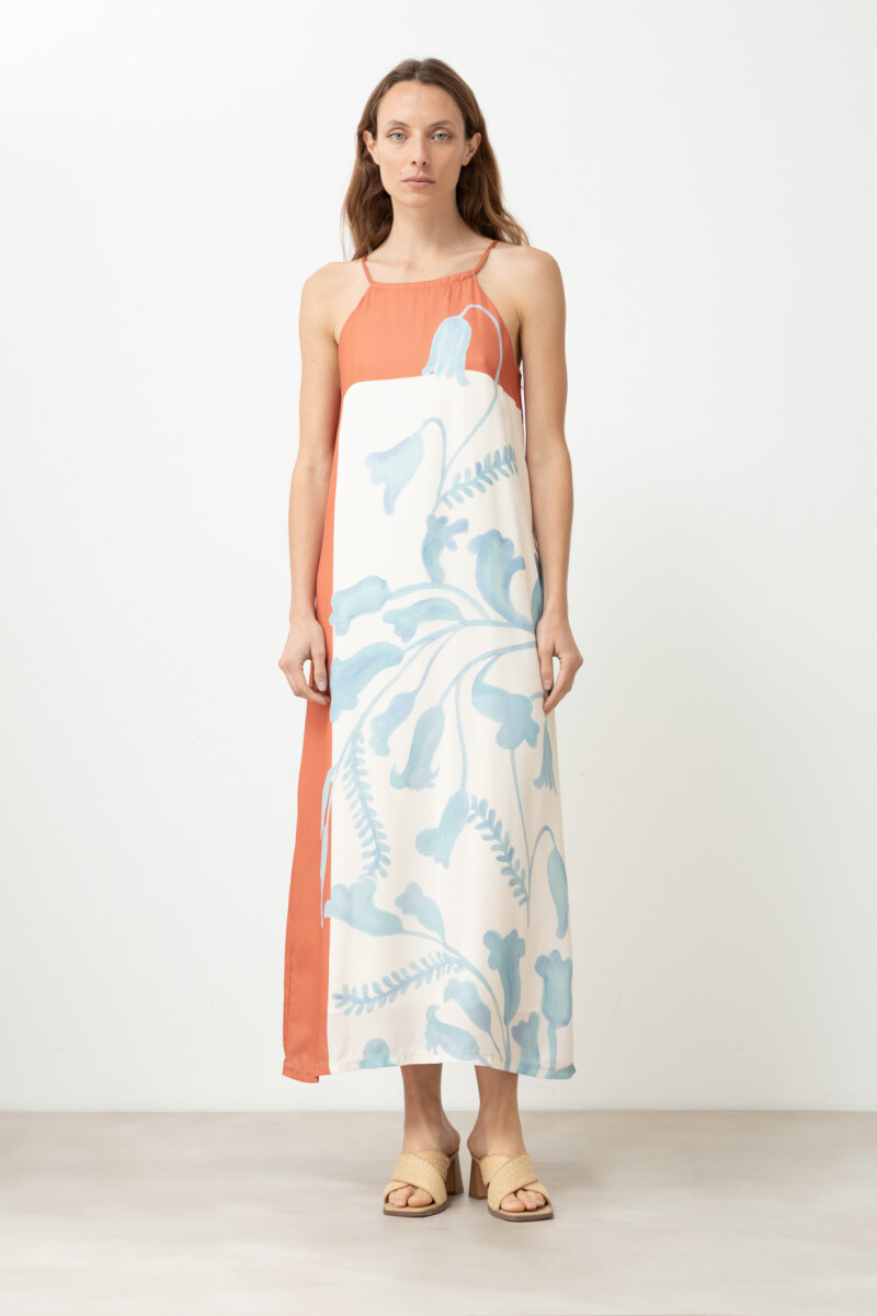 Vestido estampa jacaranda durazno