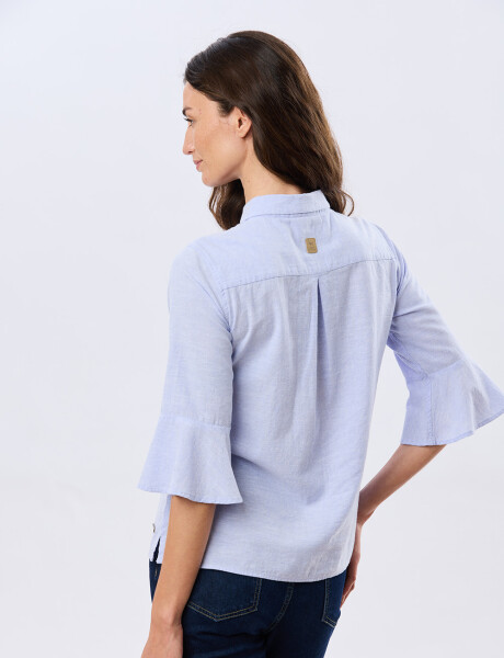 CAMISA DE LINO CON VOLADOS Lavanda
