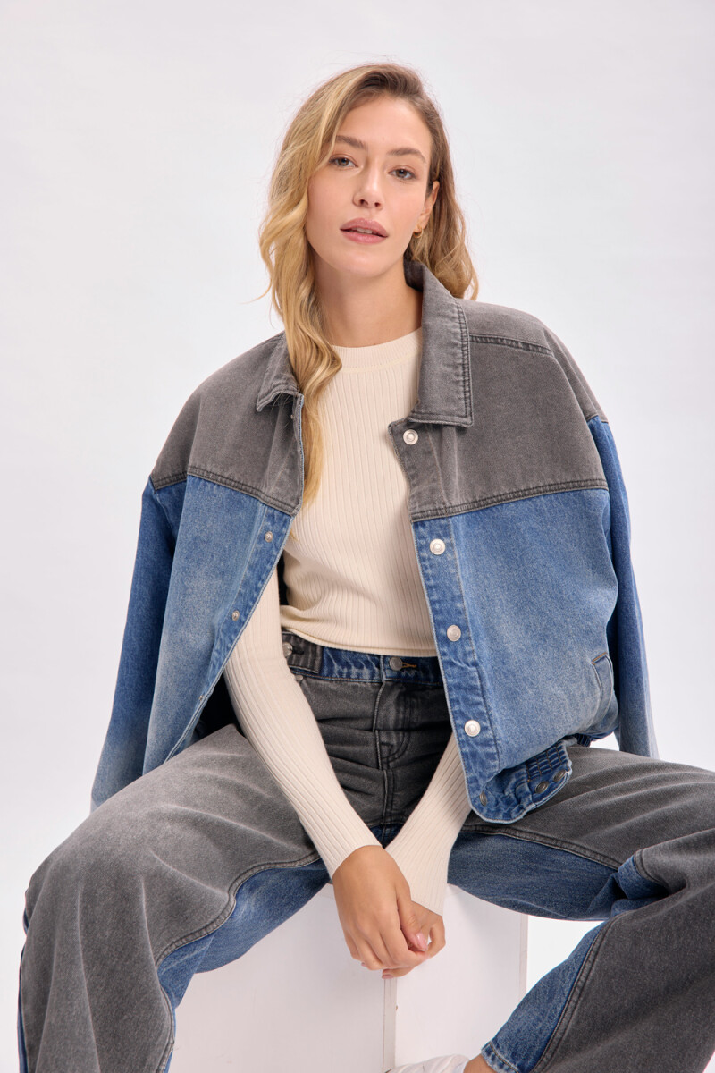 Campera jean bomber Negro
