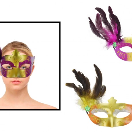 ANTIFAZ RIGIDO C/GLITTER Y PLUMAS ANTIFAZ RIGIDO C/GLITTER Y PLUMAS