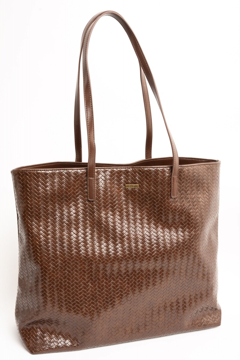 Travel Bag Trenzada Cuero Vegano Chocolate