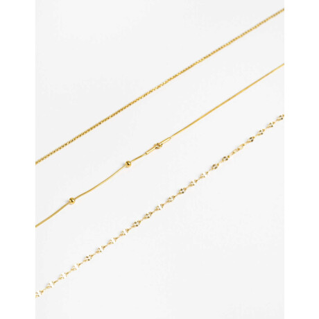 Set De Collares De Cadena Acero Dorado