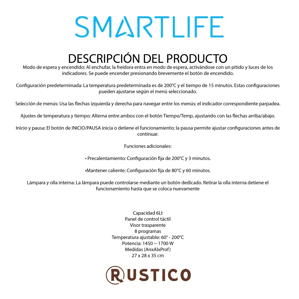 Freidora DIGITAL 6 L - Smartlife Freidora DIGITAL 6 L - Smartlife