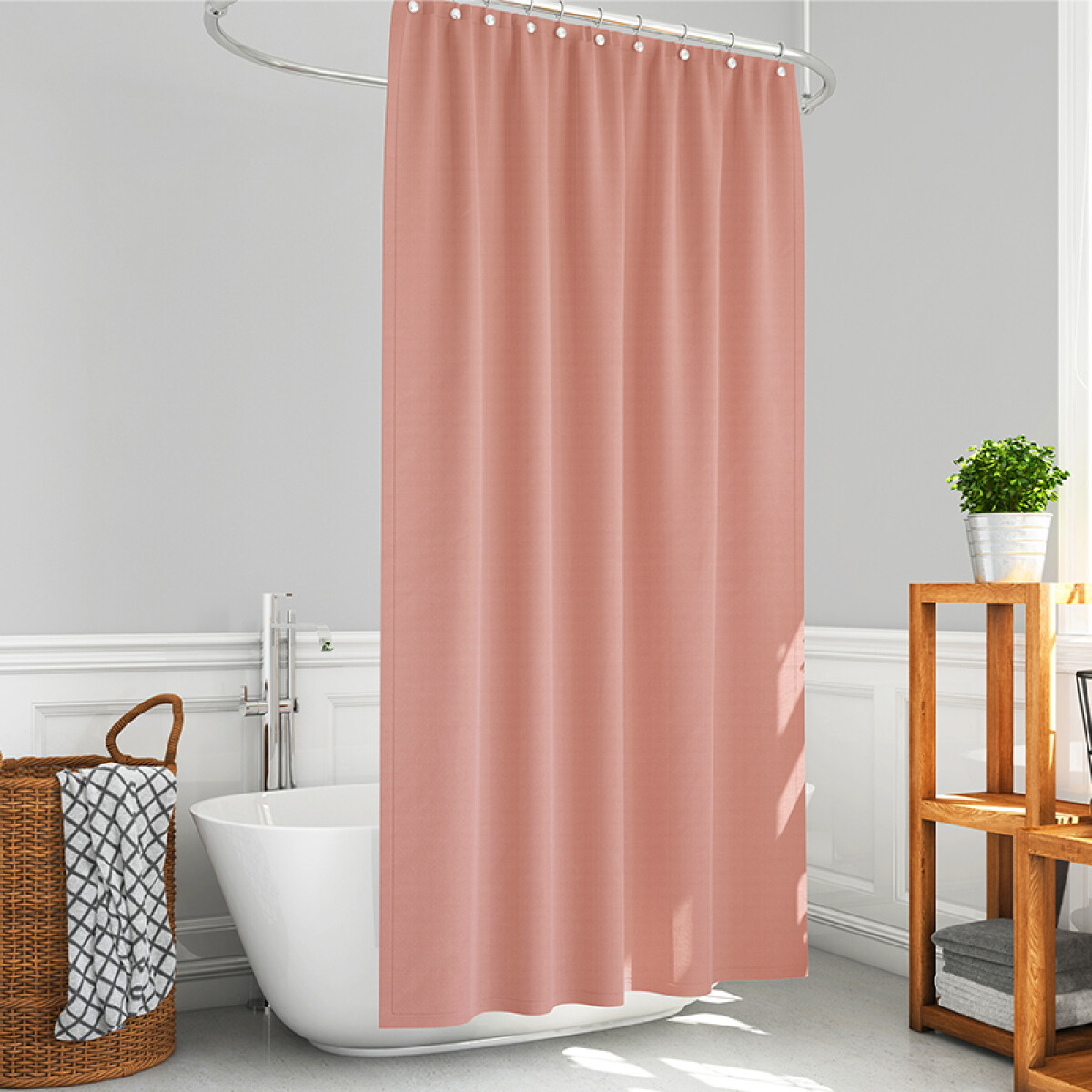 Cortina de Baño Home Class Dobby con Argollas 180 x 180 cm - CORAL 