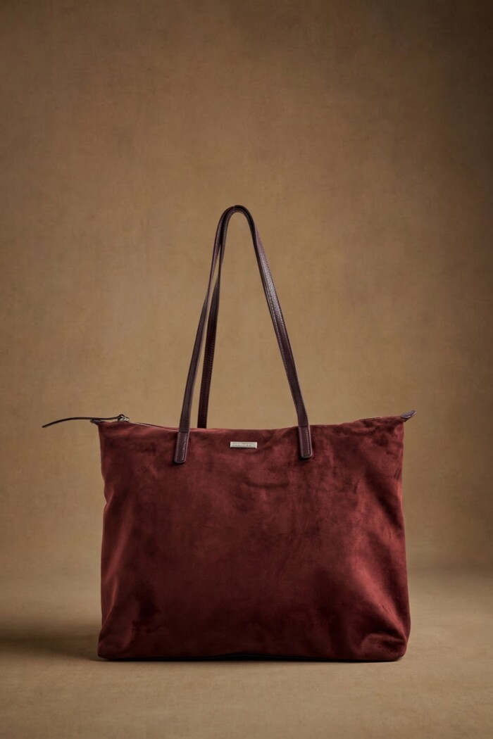 Travel Bag Gamuza Vegana Con Cierre Bordeaux