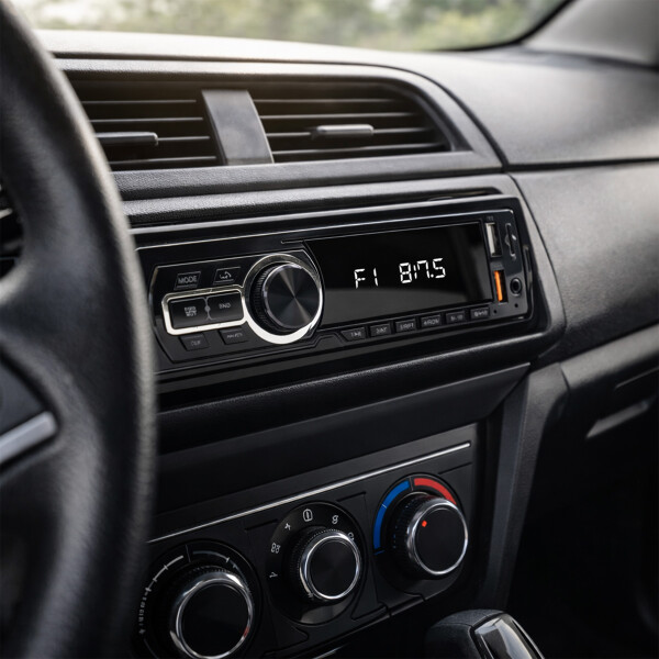 Radio Para Auto Coche Bluetooth FM Control Remoto USB x2 Led Color Negro