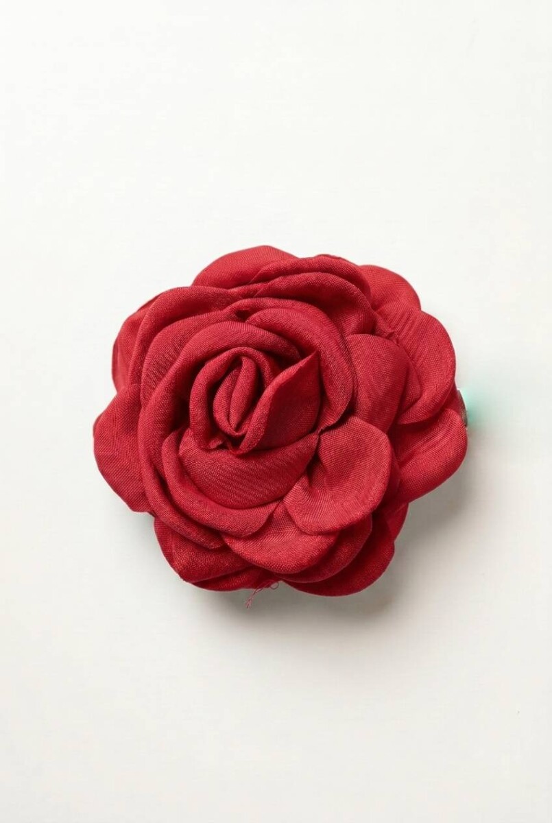 Broche flor tela - rojo 
