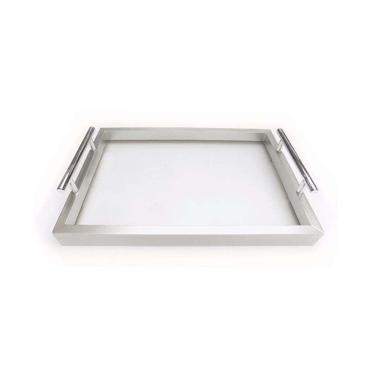 BANDEJA MDF/VIDRIO 34x24x6CM PLATA 