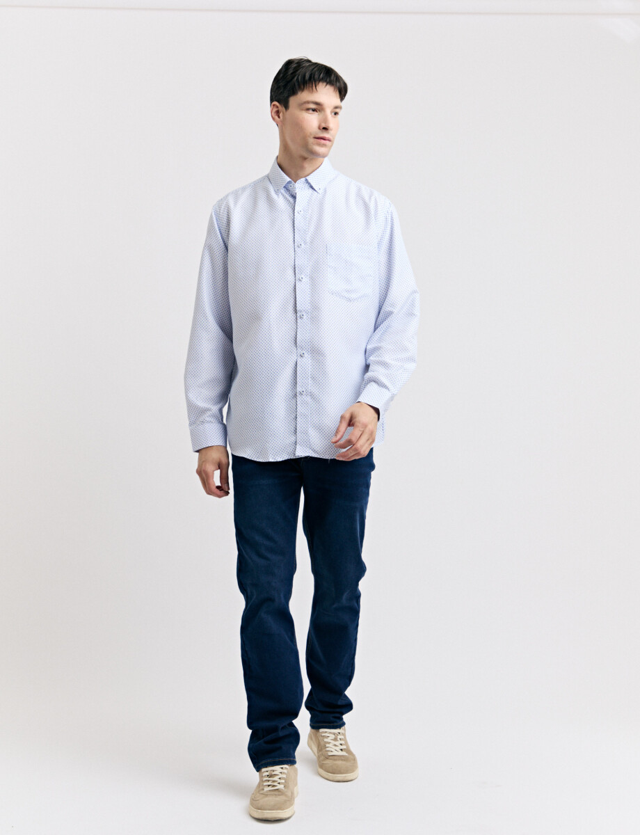 012670 CAMISA HARRINGTON LABEL Blanco/royal